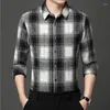 Men's Casual Shirts Men Lined Flannel Shirt Classic Design Vintage Warm Thick Jacket Male Winter Rugged Plaid Button Up Clothing