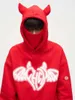 Heren Hoodies Sweatshirts Y2K 2023 Nieuwe hoodie Harajuku American Little Devil Ninja High Neck Men and Women Ins High Street Vibe ontwerp Sense Tide Y23