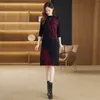 Women Casual Floral Winter Knitted Dress Elegant Designer O-Neck Slim Vacation Midi jumper Sweaters Dresses 2023 Spring Autumn Long Sleeve Soft Warm Party Frocks