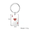 Porte-clés Fashion Lucky Spades Heart Ace Porte-clés en acier inoxydable carré carte de poker porte-clés charmes