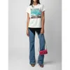 TシャツZadig Voltaire 24SS女性デザイナーコットンTシャツファッションニューザディグトップブルーカーホワイトインクデジタルプリントホットダイヤモンドアプリコット半袖ビーチティー