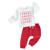 Clothing Sets Baby Boy Valentines Day Outfit Fall Toddler Sweatshirt Pants 2pcs Set Infant Shirt Top Sweatsuit Clothes