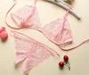 Sexig uppsättning sexig snörning underkläder set kvinnor exotiska öppna gren transparent underkläder gstring bandage bikini trepoint set 230426