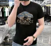 Designers de camisetas masculinas Summer Novo moda masculina de moda européia casual versátil redondo camiseta de algodão sedoso diamante quente manga curta