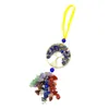 Porte-clés FYSL Couleur Or Jaune Clair Fil Wrap Arbre De Vie Lapis Lazuli Porte-clés Avec Glands Guérison Chakra Bijoux