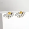 Boucles d'oreilles Lifefontier mode ruban couleur métal fleur marguerite pour femmes filles élégant Floral mariage boucle d'oreille bijoux de fête