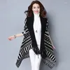 Scarves 7-1710 Fashion Women's Knitted Tassel Shawls Cloak Female Autumn And Winter Clothes Ladies Wraps Coat