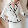 Kvinnors kostymer blazers blazer tweed kostym set kvinnor sjöjungfru kjol 2 stycke outfit kontor lady formell affärsprofessionell kappa midi kjol verkställande kostym 230426