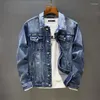 Herenjacks 2023 Leer- en herfst denim jas heren water wassen klassieke zak Japanse mode slanke fit kleren