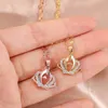 Chains Hollow Gold Colour Crown Throbbing Zircon Pendant Necklaces For Fashion Women Luxury Necklace Female Selling