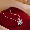 Chains 925 Sterling Silver Zircon Snowflake Necklace For Women Girl Geometric Rotatable Design Jewelry Party Gift Drop