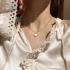 Pendant Necklaces Trendy Fine 14K Real Gold Heart Shaped Opal Chain Pendant Necklace for Women Temperament Jewelry Shiny AAA Zircon Wedding Gift 230426