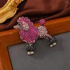 Brosches morkopela stor strasspudel brosch hund för kvinnor söt valp djur krage märken stift 2 färger mode smycken gåva