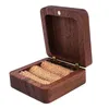 Jewelry Pouches Black Walnut Ring Box Finger Holder Wedding Case Storage Tray Container Wooden Desktop Organizer Couples Rings
