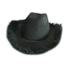 Berets Cowboy Hat Furry Feathers For Disco House Cocktail Parties Cowgirl Theme