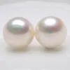 Stud BaroqueOnly 100% Genuine Freshwater Big Pearl white Silver Stud Earrings Fine Jewelry 13-14mm for Women Super Deal EAAC 231124