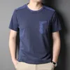 T-shirty męskie mlshp bawełniane lato T-shirty Wysokiej jakości krótkie rękawie stały kolor okrągły kołnierz Casual Man Tees One Pocket Man T-shirt 3xl 230426