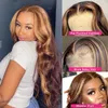 Lace Wigs Highlight Perruque Brésilienne Corps Vague Avant Cheveux Humains Ombre Coloré 30 Pouces Frontal Pour Les Femmes Noires