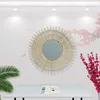 Mirrors Rattan Dressing Mirror Innovative Art Decoration Round Makeup Living Room Bedroom Wall Po Props W3JE