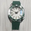 Orologi da polso 41MM Logo personalizzato NH35 Movimento Datario Quadrante verde Vetro zaffiro Cinturino in caucciù Orologio meccanico automatico luminoso