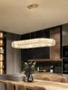 Chandeliers Modern Rectangular Crystal LED Light Luxury Stainless Steel Indoor Lighting Restaurant Pendant Lights