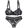 BH-Sets Sexy 70 75 80 85 90 95 BCDE Cup Frauen Floral BH Slip Sets Push Up Bow Unterwäsche Damen Dessous 230426