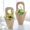 Cadeau cadeau 10pcs poignée kraft papier sacs de fleurs portable bricolage emballage emballage à la main bouquet de mariage décor fleuriste fournitures