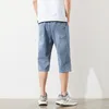 Short homme Grande taille short en jean homme culotte longue Bermuda grande taille homme jean short été 3/4 pantalon homme 10XL 6XL 7XL bleu 230426