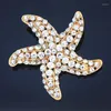 Broşlar vintage moda çok sevimli kristal denizyıldızı broş güzel düğün gelin buket pimleri fabrika fiyatı