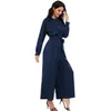 Damesjumpsuits Rompert Women Fashion Satin Jumpsuit Saoedi-Arabische Playsuits Wide Been Long Pants Turkse islamitische casual broek Outfits S-2XL 230426