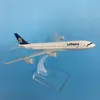 Aeronave Modle Jason Tutu 16cm Lufthansa Airbus A340 Modelo de avião Avião Modelo Aeronave Diecast Metal 1/400 Planos escalados Drop 230426