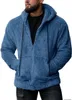Herrtröjor trendiga mäns hoodie med hatt dragkammare tröja tjockare varm faux päls plysch män höst dagligen