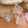 Transparent Butterfly Hair Claws Laser Beads Pearls Acrylic Hair Crab Clips Women Bath Ponytail Claw Clips Barrettes