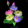 Decoratieve bloemen Garden Decoratie kunstmatige kleurrijke led vezel optische bonsai lotus lamp boeddha home decor feestelijke feestbenodigdheden