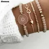 Charm Bracelets docona Boho Heart Orange Beadeds Bracelet Set for Women Flower Chains Adjustable Bracelet Bangle Jewelry Bransoletka 4019 Z0426