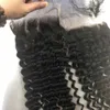 Weves 10a głębokie kręcone brazylijskie wiązki włosów z koronkowymi końcami 4x4 5x5 HD nieprzetworzone ludzkie włosy splaty z zamknięciem 1b B B