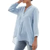 Camicette da donna Camicetta ampia in cotone e lino di tendenza taglie forti Top con scollo a V per un look casual e confortevole