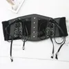 Women's Wide Belt Front Tie Up Leather Elastic Corset Belt Women Faux Waist Belt All Match Dress Girl Clothes Decoration