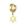 Dangle Oorbellen Vintage Hip Hop RVS Hexagram Hoop Huggie Earring voor dames Heren Gepersonaliseerde Cross Clip On