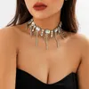 Overdreven grote kristallen korte choker ketting voor vrouwen trendy luxe strass Rhinestone kwast ketting kraag op nek sieraden dames