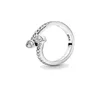 Fine jewelry Authentic 925 Sterling Silver Ring Fit Charm Two Sparkling Hearts Engagement DIY Wedding Rings3835248