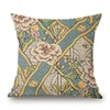 Caixa de travesseiro Padrão clássico de flores Ilustração chinesa linho de linho de algodão sofá -sofá de almofada decorativa