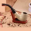 Wooden color Acrylic Resin Hand Tobacco Cigarette Smoking Pipe Filter Flower Patterns Tool Accessories 4 Styles