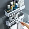 Étagères de salle de bain Étagères de salle de bain solides sans trou lavabo de toilette salle de bain douche armoire de rangement murale porte-serviettes étagère murale 231124