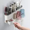 Porta-escovas de dentes IZEFS tempat sikat gigi di dinding kotak penyimpanan kamar mandi aksesori bebas lubang pasta 230425