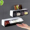 New Wall-mounted Spice Rack Kitchen Seasoning Holder Punch-free Spice Jars Spice Bottles Storage Box Kitchen Organizer Shelf Gadget