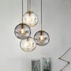 Chandeliers Nordic Modern Minimalist Creative Gradient Color Glass Ball Small Living Room Bedroom Dining Led Lighting