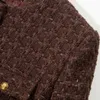 2024 Spring Solid Kolor panel Tweed Kurtka Długie rękodzie okrągła szyja przyciski z pojedynczych kurtek Krótka warstwowa warstwa Y3N242375