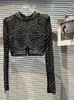 Arbetsklänningar high street 2023 modedesigner kostym set kvinnor mesh se om diamanter topp midja lång kjol 2st