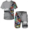 Survêtements pour hommes à la mode été hommes T-shirt Shorts ensemble 3d imprimé 2 pièces survêtement Jogging costume Harajuku Streetwear col rond